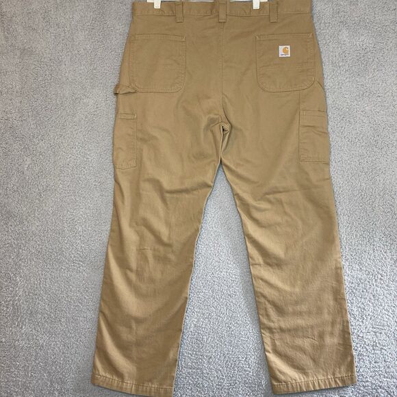 Carhartt Pants Mens 42x32 Loose Fit Canvas Carpenter Jean B324 Beige Tan Rugged - Picture 10 of 16